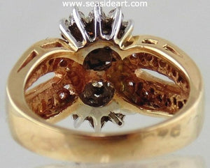 Diamond Cluster Dinner Ring 10 kt Two-tone Gold by Jewelry - Seaside Art Gallery