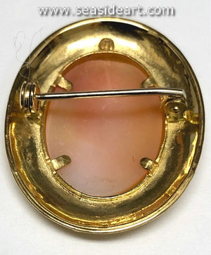 18K Two-tone Gold Shell Cameo Brooch