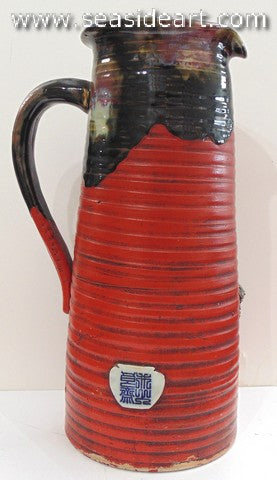 19th/20th C Japanese Sumida Gawa-Pitcher with Teacher & Young Student