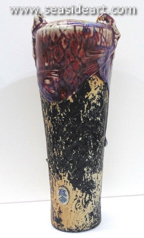 19/20th C Japanese Sumida Gawa-Vase With A Man Holding Lantern