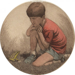 The Boy and The Frog by David Hunter - Seaside Art Gallery