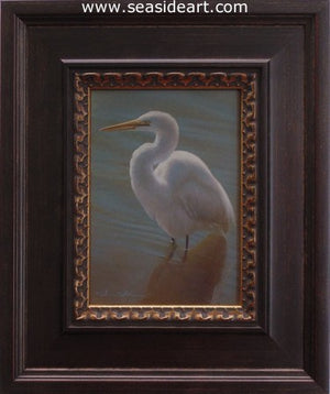 Calm in the Shadows – Great Egret by Rebecca Latham - Seaside Art Gallery