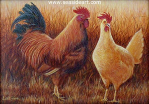 Hen & Rooster by N.W. Lalk - Seaside Art Gallery