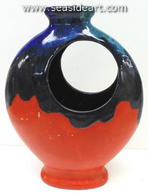 19/20th C Round Vase with Circular Opening