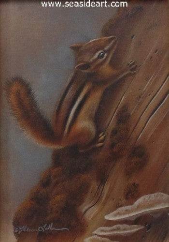 Curious Visitor-Chipmunk II by Rebecca Latham - Seaside Art Gallery