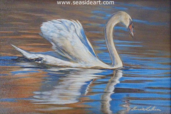 Evening Brilliance-Mute Swan by Bonnie Latham - Seaside Art Gallery