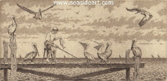 Fishin' Buddies by David Hunter - Seaside Art Gallery