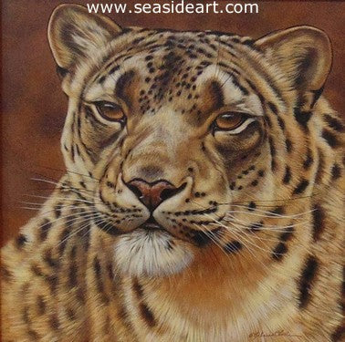 Focused-Snow Leopard by Rebecca Latham - Seaside Art Gallery