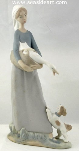 Girl With Duck & Dog by Lladro - Seaside Art Gallery