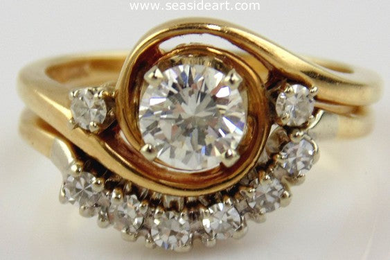 Diamond Engagement Set 14kt Two Tone Gold by Jewelry - Seaside Art Gallery
