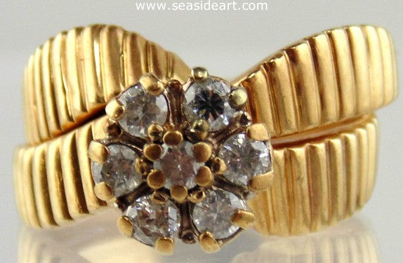 Diamond Engagement Ring Set 14kt Yellow Gold by Jewelry - Seaside Art Gallery