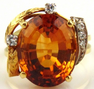 Citrine & Diamonds Ring 18kt Two-tone Gold by Jewelry - Seaside Art Gallery