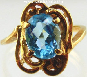 Blue Topaz Ring 14kt Yellow Gold by Jewelry - Seaside Art Gallery