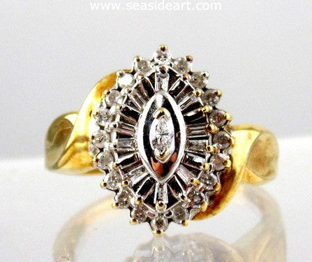 10kt Yellow Gold Diamond Ring- Size 9.25 by Jewelry - Seaside Art Gallery