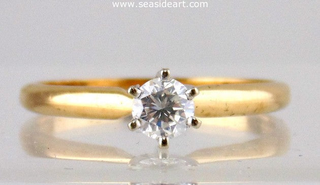 Diamond Engagement Ring 14kt Two Tone Gold - Size (7) by Jewelry - Seaside Art Gallery
