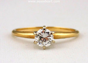 Diamond Engagement Ring 14K Two-tone Gold