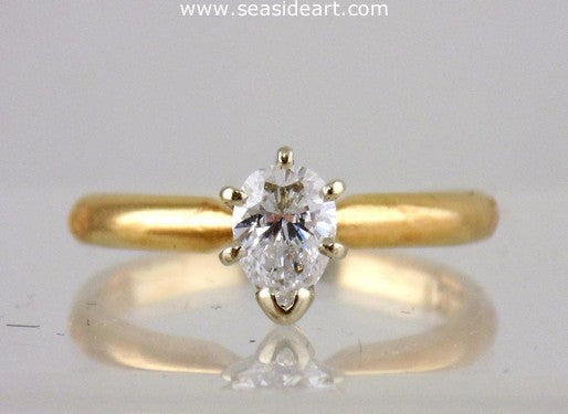 Diamond Engagement Ring 14kt Two Tone Gold - Size (4 1/4) by Jewelry - Seaside Art Gallery