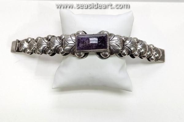 Vintage Mexican Silver and Amethyst Link Bracelet - Seaside