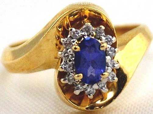 Tanzanite & Diamond Ladies Ring 14kt Yellow Gold by Jewelry - Seaside Art Gallery