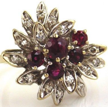 Ruby & Diamond Cocktail Ring 18kt White Gold by Jewelry - Seaside Art Gallery