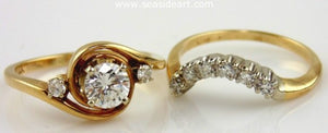 Diamond Engagement Set 14kt Two Tone Gold by Jewelry - Seaside Art Gallery