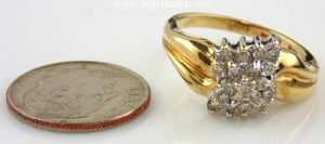 Diamond Cluster Ring 10kt Yellow Gold by Jewelry - Seaside Art Gallery