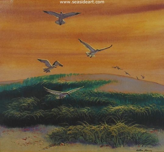 Golden Skies by Allan Jones - Seaside Art Gallery