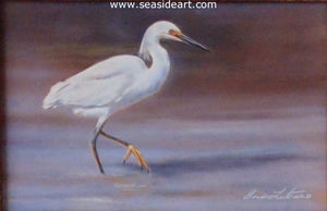 Hunting the Edge – Snowy Egret by Bonnie Latham - Seaside Art Gallery