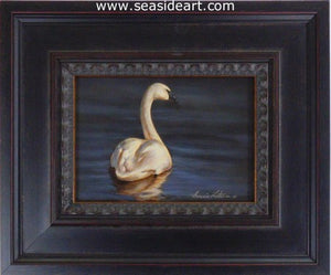 Ivory and Blue-Trumpeter Swan by Bonnie Latham - Seaside Art Gallery