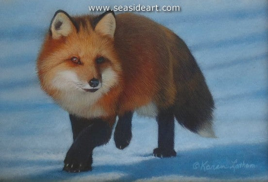 Snow Shadows II-Red Fox by Karen Latham - Seaside Art Gallery