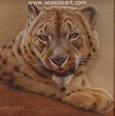 Leopard’s Pause – Snow Leopard by Rebecca Latham - Seaside Art Gallery