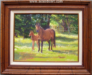 Mare and Colt by Sun Bauer - Seaside Art Gallery