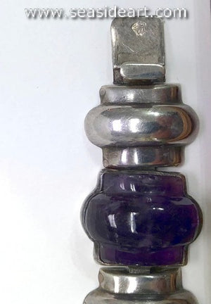 Vintage Mexican Sterling Silver and Amethyst Link Bracelet