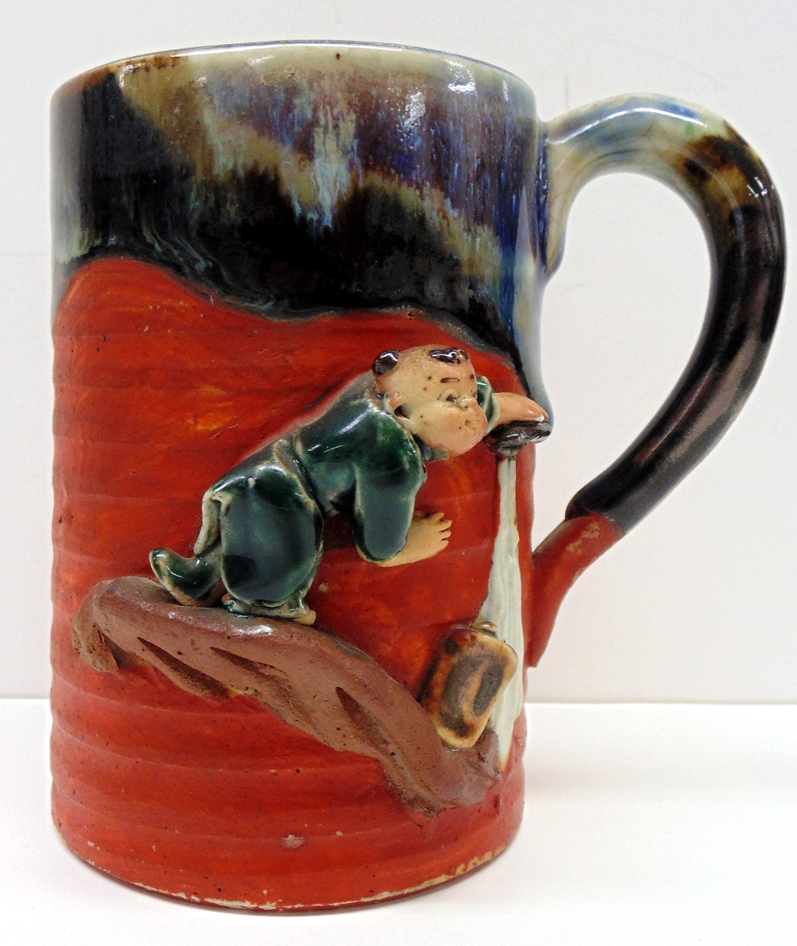 19/20TH C Japanese Sumida Gawa Mug-Boy Pouring Water