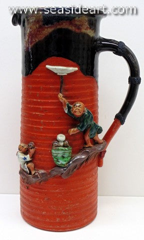 19/20th C Pitcher with Two Men