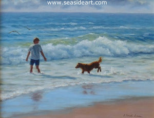 Playing in The Surf by Beth Parcell Evans - Seaside Art Gallery
