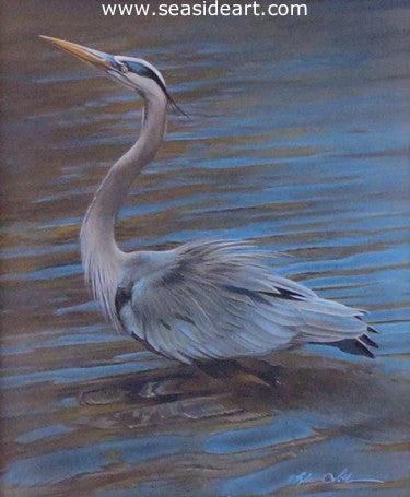Ruffled Feathers – Great Blue Heron by Rebecca Latham - Seaside Art Gallery