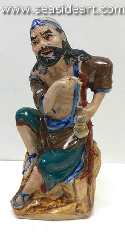 19/20th C Japanese Sumida Gawa-Figurine of A Seated Man