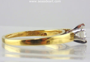 Diamond Engagement Ring 18kt Yellow Gold & Platinum - Size (7 1/4) by Jewelry - Seaside Art Gallery