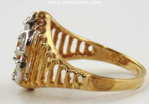 Citrine & Diamond Ring 10kt Yellow Gold by Jewelry - Seaside Art Gallery