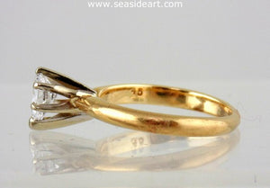 Diamond Engagement Ring 14kt Two Tone Gold - Size (4 1/4) by Jewelry - Seaside Art Gallery