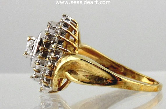 Diamond Ring 10kt Yellow Gold (Size 9.25) - Seaside Art Gallery