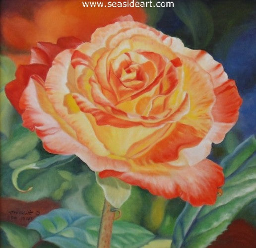 Sunset – Yellow And Orange Rose by Beverly Abbott - Seaside Art Gallery