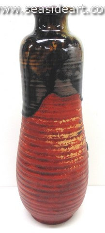 19/20th C Tall Vase with Two Children and Bottle