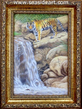 Tiger by Rocky Waterfall II