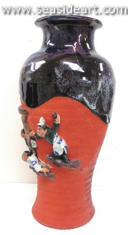 19th/20th C Japanese Sumida Gawa-Vase with Four Men