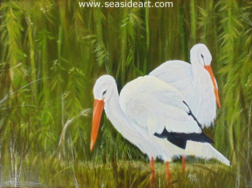 White Storks by Connie Cruise - Seaside Art Gallery