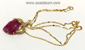14K Yellow Gold Necklace with Natural Pink Tourmaline Pendant